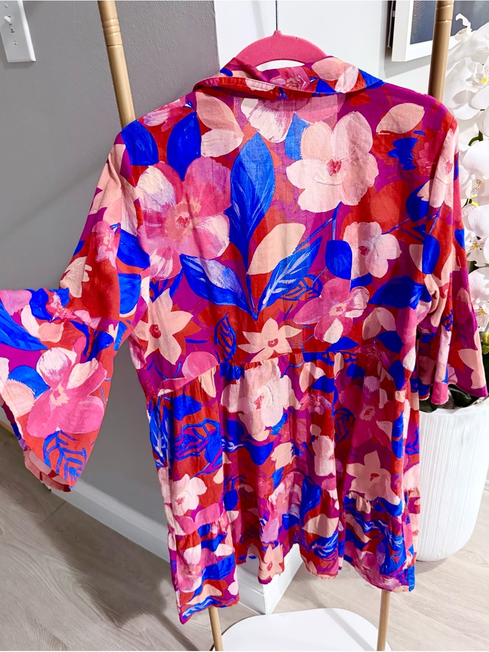 Johnny Was Giverney Gardens Ruffle Sleeve Dress Cover Up Size S - Picture 5 of 6